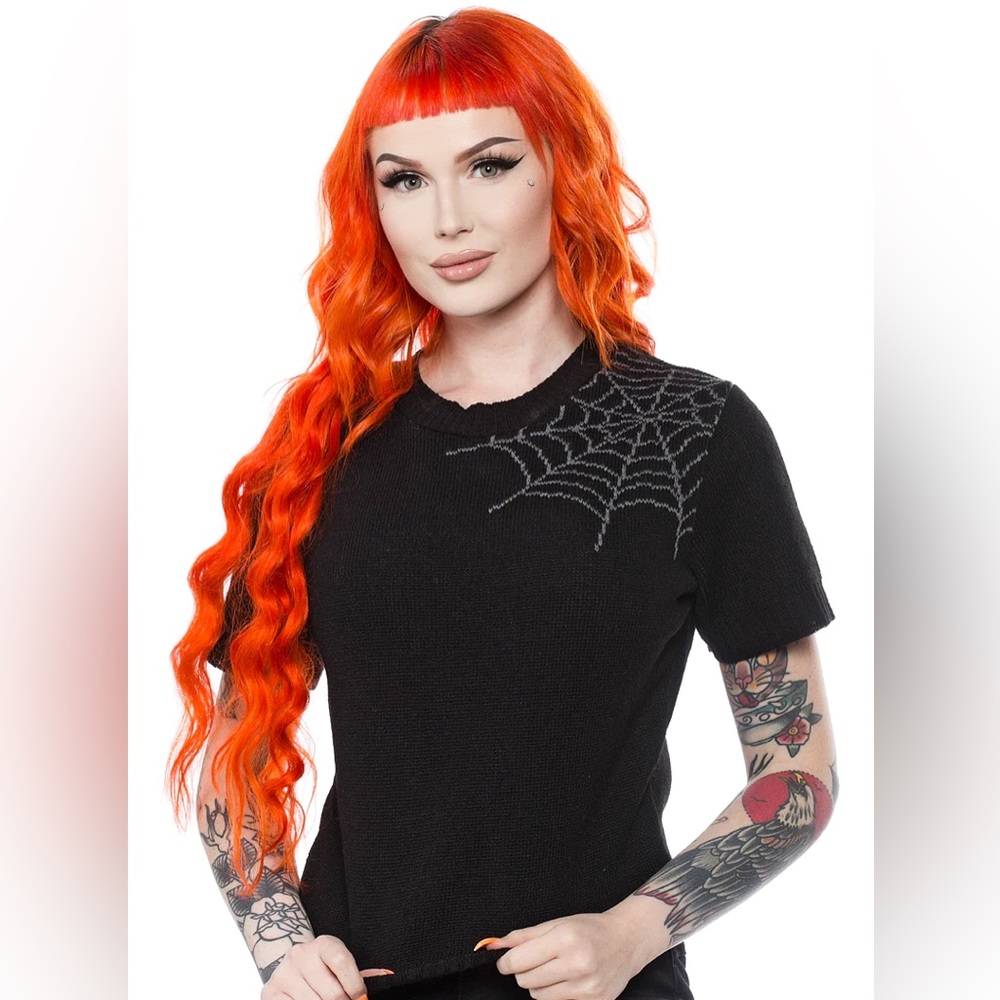 MISS FORTUNE SPIDERWEB BOBBIE SWEATER LICORICE